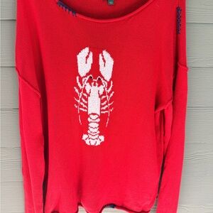 Red Knit Red Knit Sweater with Lobster